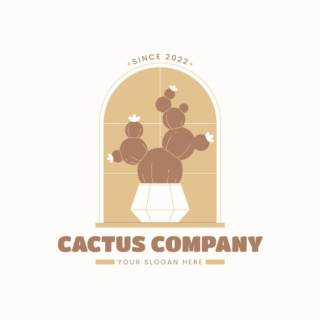 Flat design cactus logo