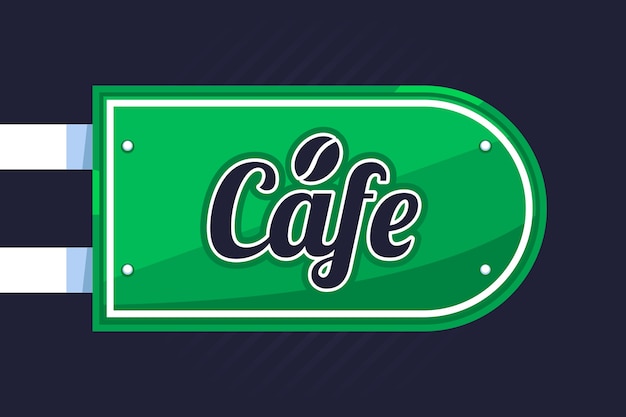 Flat design cafe signage illustration