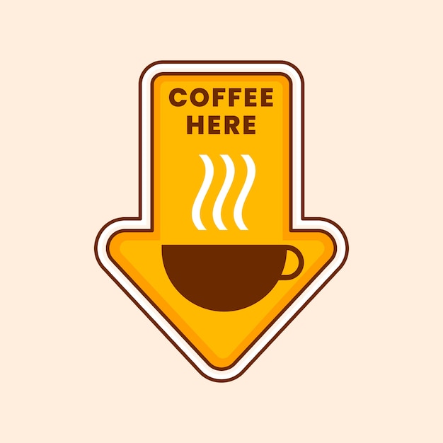 Flat design cafe signage illustration