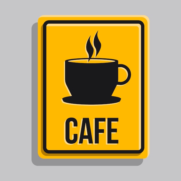 Flat design cafe signage template