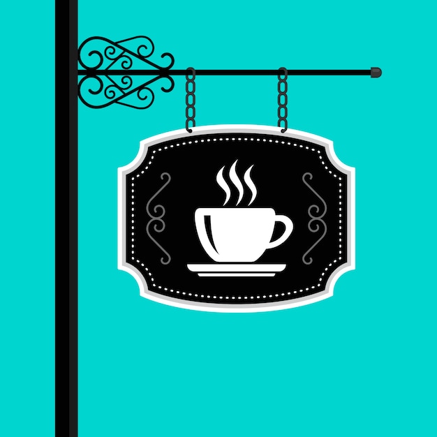 Бесплатное векторное изображение Вывеска кафе с плоским дизайном