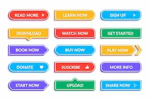 Vettore gratuito collezione di pulsanti call to action design piatto