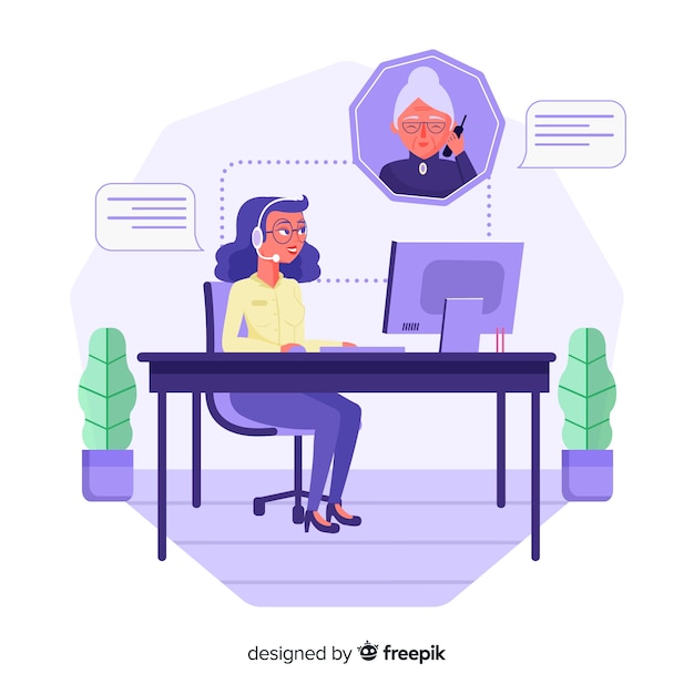 Flat design call center concept