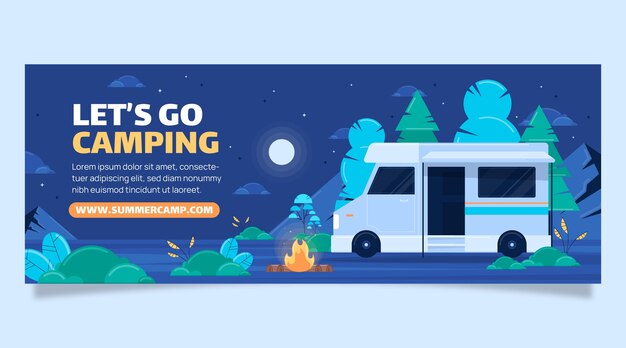 Flat design camping adventure facebook cover