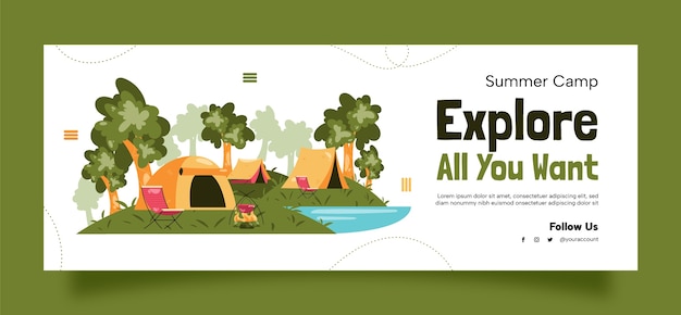 Free vector flat design camping adventure facebook cover