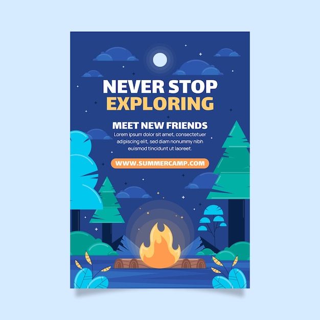 Free vector flat design camping adventure  poster