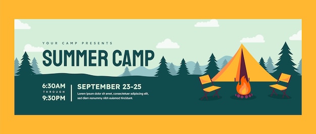 Free vector flat design camping adventure twitter header