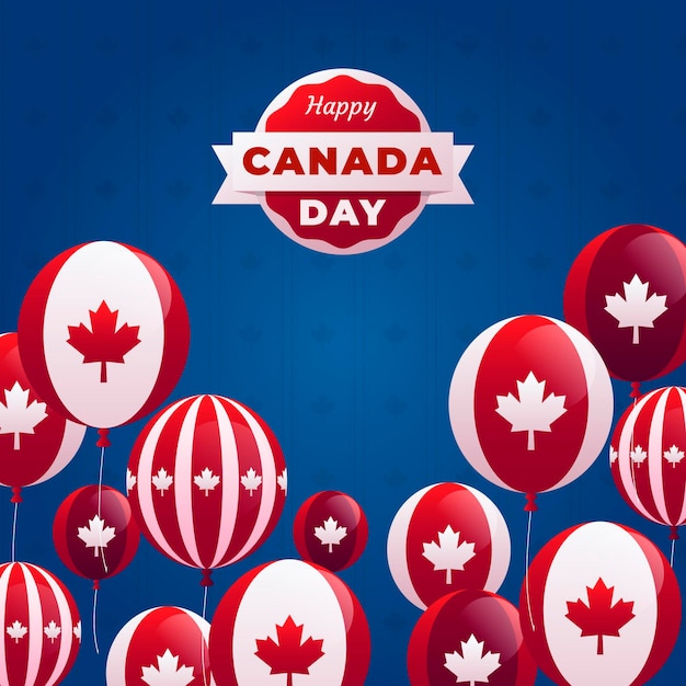 Flat design canada day balloons background