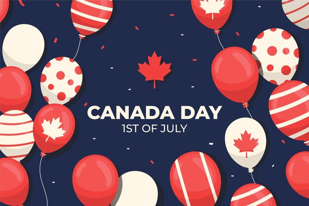 Flat design canada day balloons background