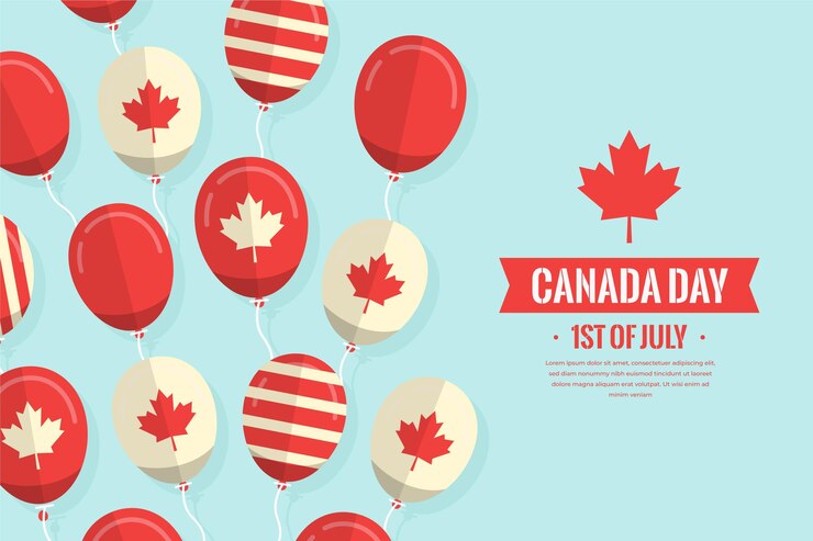 Free Vector flat design canada day balloons background