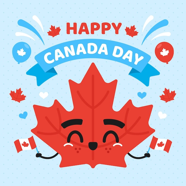 Free vector flat design canada day concept