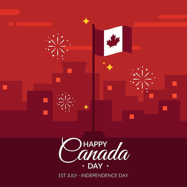 Free vector flat design canada day concept