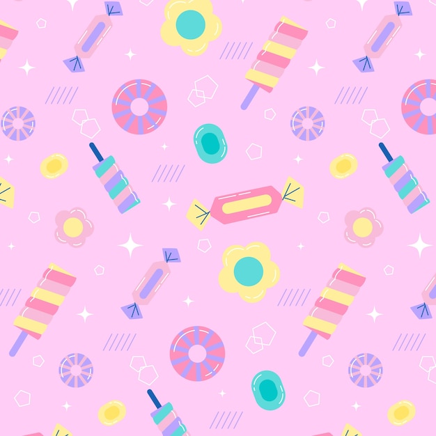 Flat design candy pastel color pattern