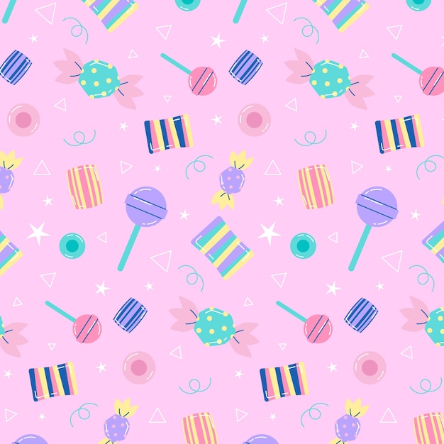 Flat design candy pastel color pattern