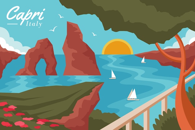 Flat design capri illustration