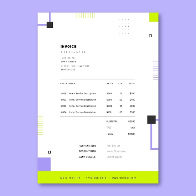 Free vector flat design car dealer invoice template