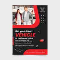 Vettore gratuito poster di concessionaria auto design piatto