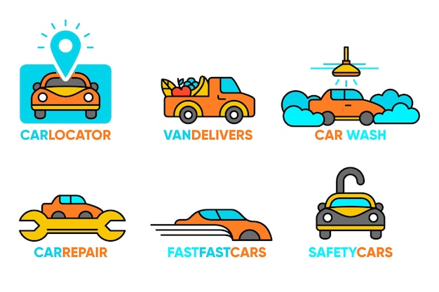 Flat design car logo collection concept