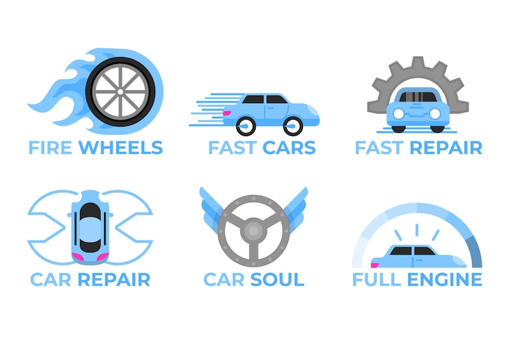 Free Vector flat design car logo collection