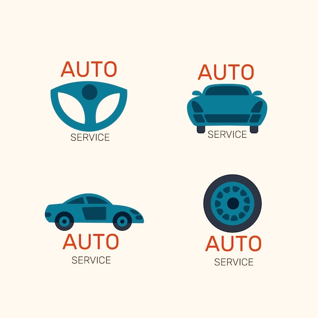 Vettore gratuito collezione di logo auto design piatto