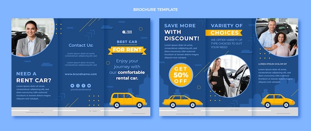 Free vector flat design car rental brochure template