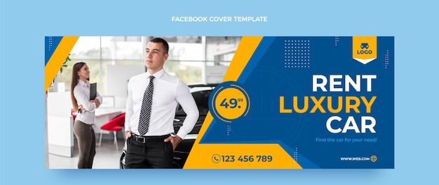 Flat design car rental facebook cover template