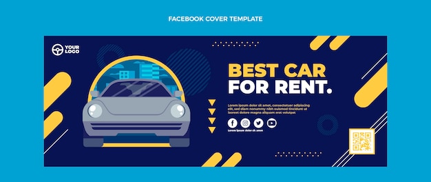 Плоский дизайн обложки facebook для проката автомобилей