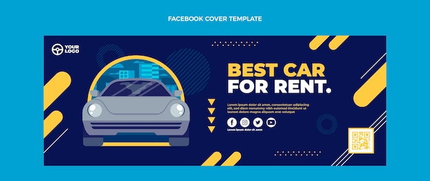 Copertina facebook di noleggio auto dal design piatto