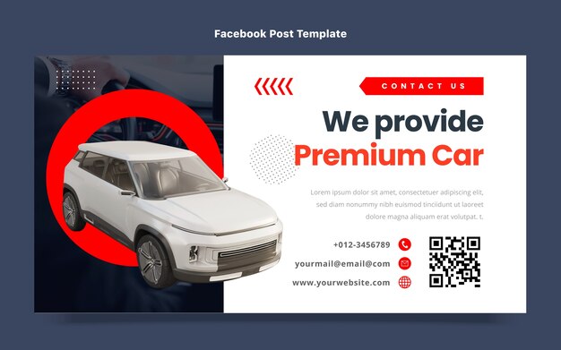 Flat design car rental facebook post