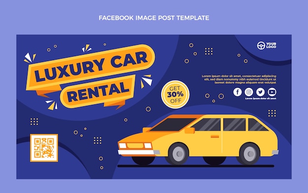 Free vector flat design car rental facebook post