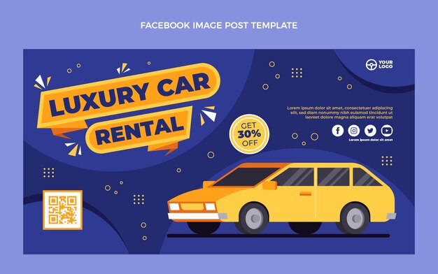 Flat design car rental facebook post