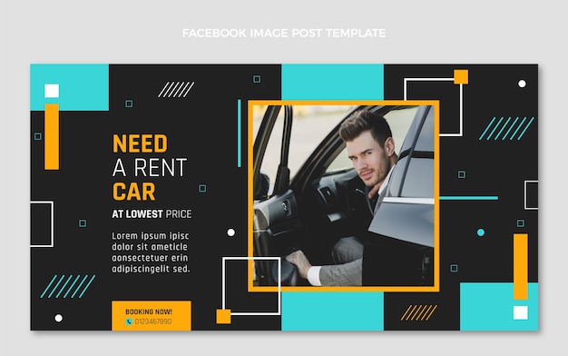 Flat design car rental facebook post