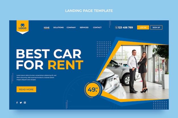 Free vector flat design car rental landing page template