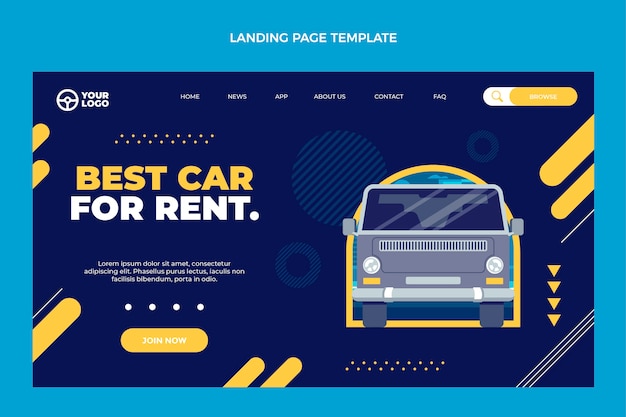 Flat design car rental landing page