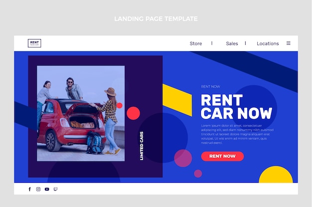 Flat design car rental landing page