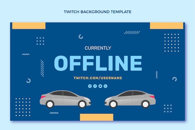 Free vector flat design car rental offline twitch background