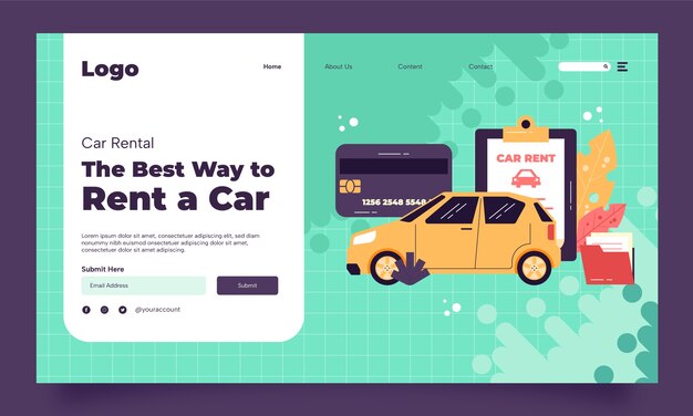 Free vector flat design car rental template