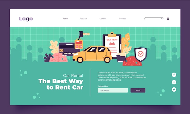 Free vector flat design car rental template