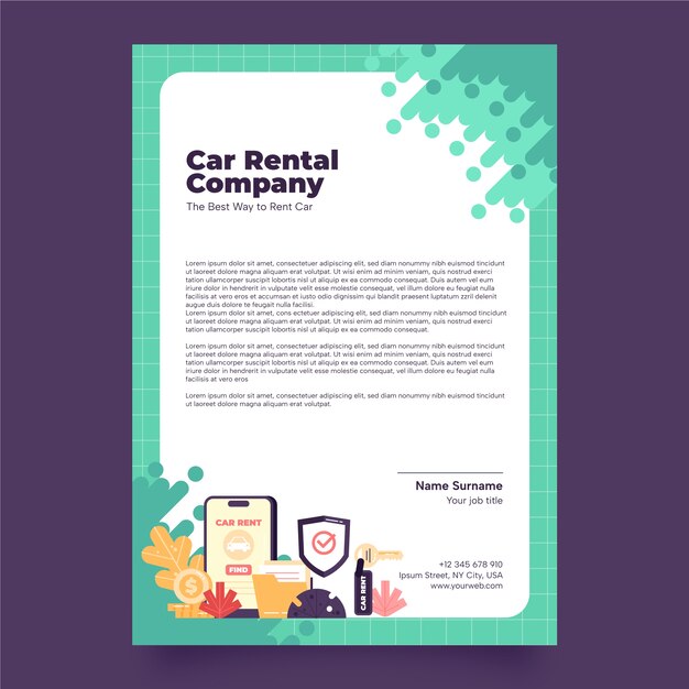 Flat design car rental template