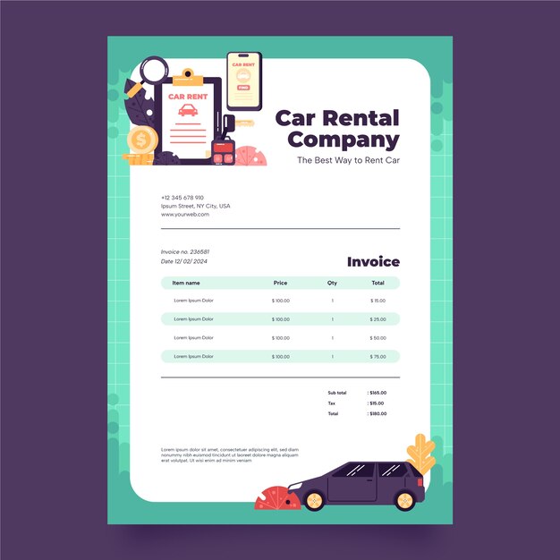 Flat design car rental template