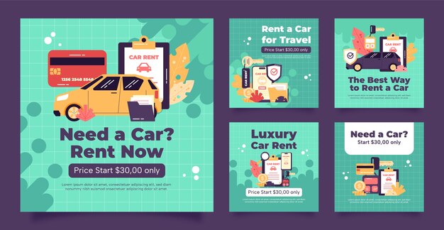 Flat design car rental template