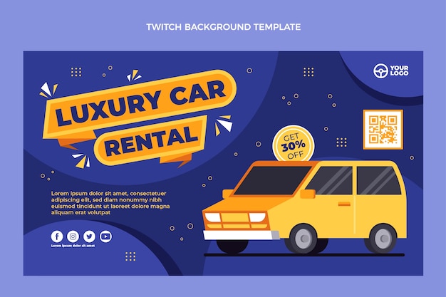 flat design car rental twitch background