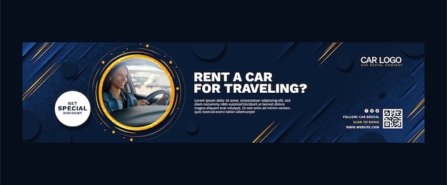 Free vector flat design car rental twitch banner template