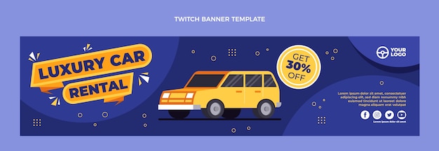 Free vector flat design car rental twitch banner