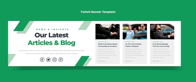 Free vector flat design car rental twitch banner