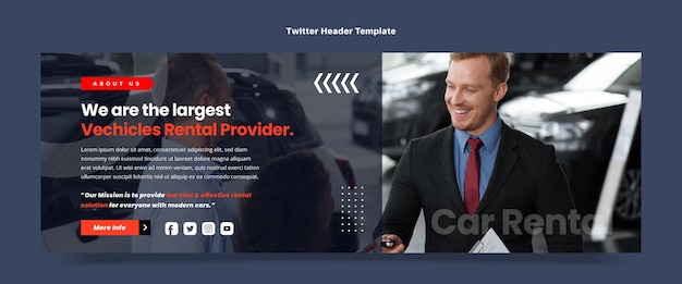 평면 디자인 자동차 렌탈 트위터 헤더