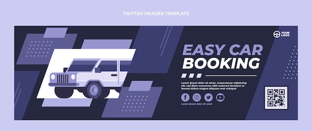 Free vector flat design car rental twitter header