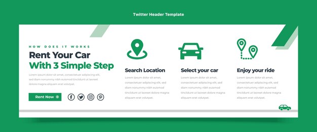 Free vector flat design car rental twitter header