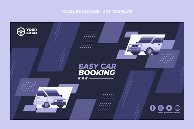 Free vector flat design car rental youtube channel art