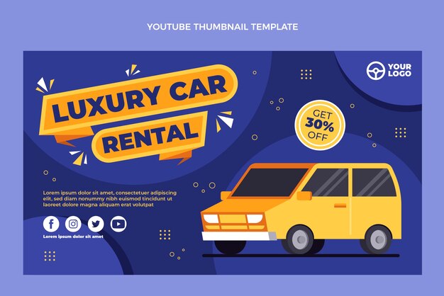 Flat design car rental youtube thumbnail
